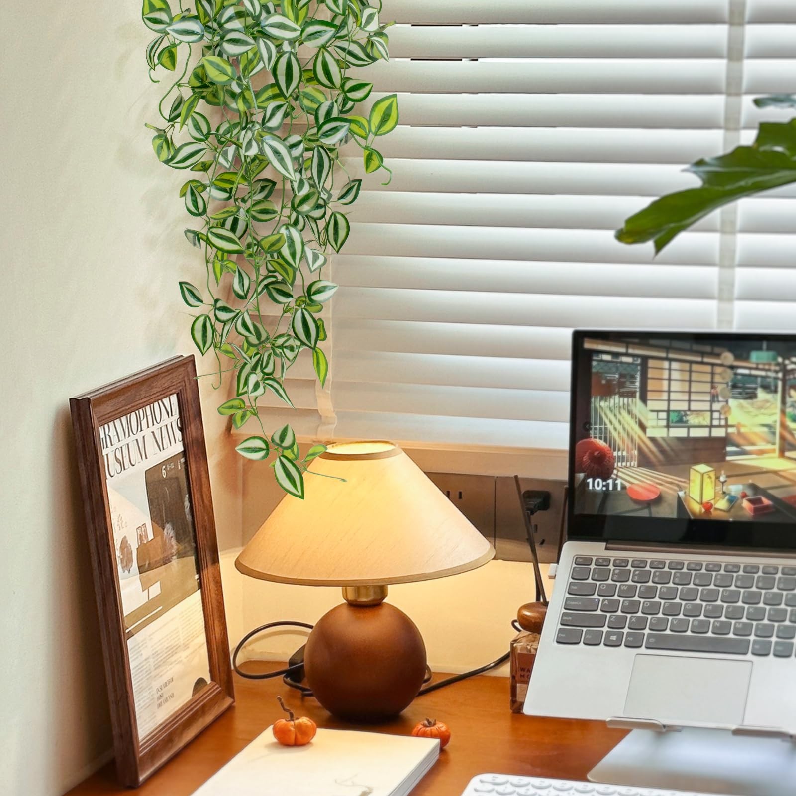 Artificial Plants Indoor Small Potted Hanging Vine plnat 39-in Long Fake Gree…