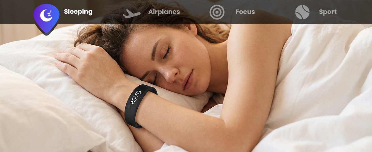 Vibrating Alarm Wristband Heavy Sleepers Adults Wrist Band Shock Clock Watch