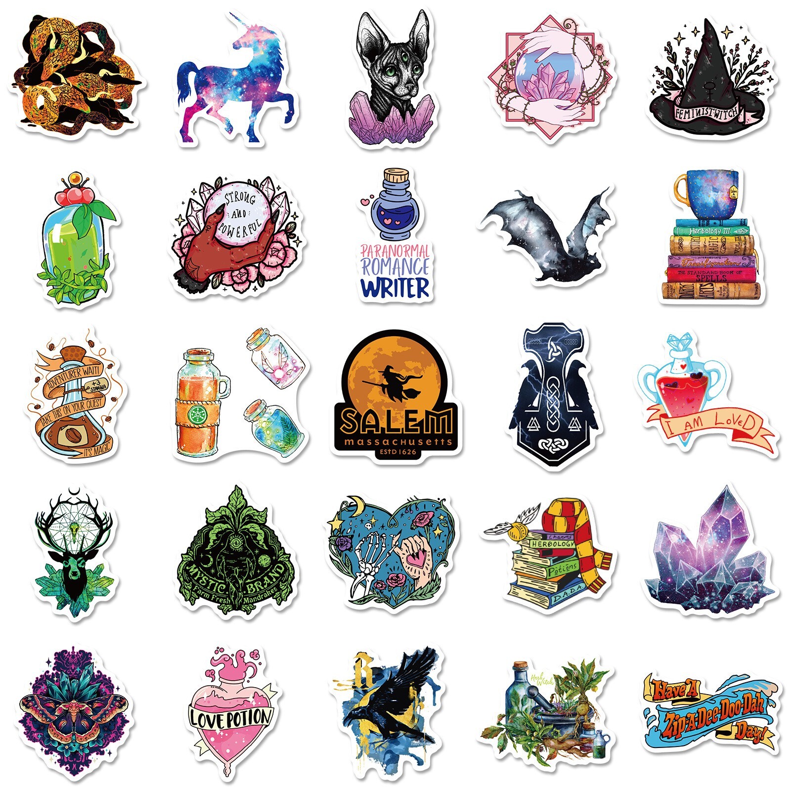 200pcs SPIRITUAL Stickers Pack, Crystal Potion Gothic Stickers, #050112139