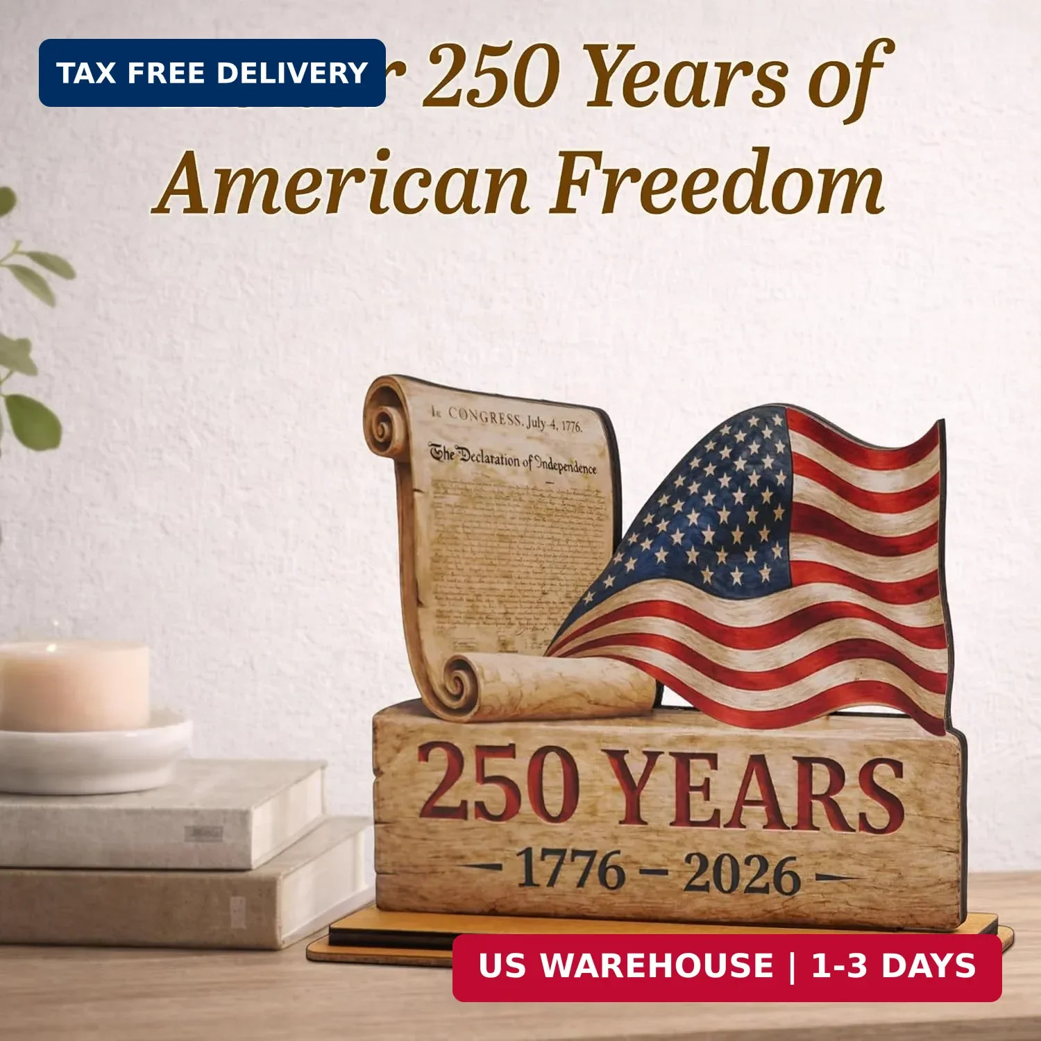 USA 250th Anniversary Decoration, 1776-2026 Wooden Plaque, 250 Anniversary Usa M