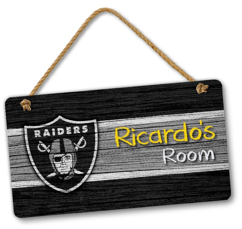 Personalized NFL Football Las Vegas Raiders Bedroom Door & Wall Hanging Sign