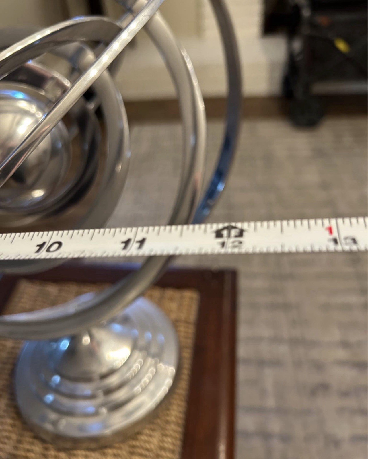 Silver Metal Armillary Sphere Rotating Tabletop Decorative Globe w/ Base