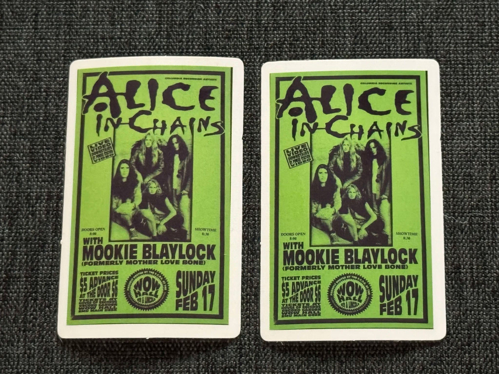 Lot of 2 ALICE IN CHAINS 1 1/2″ x 2 1/2″ Band Logo STICKERS Green FAST! FREE!