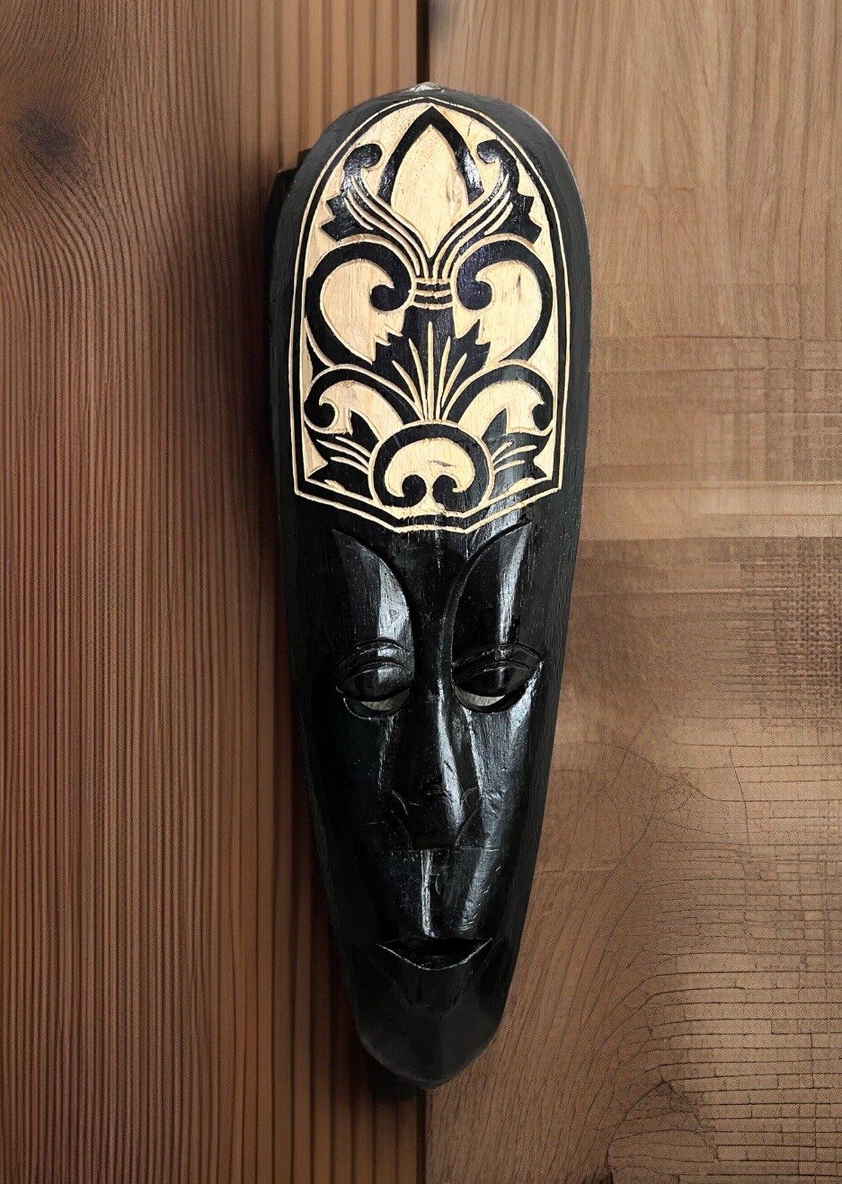 Tribal Mask Vintage Ethnic Art Hand Crafted Wood Sculpture Island Wall Decor