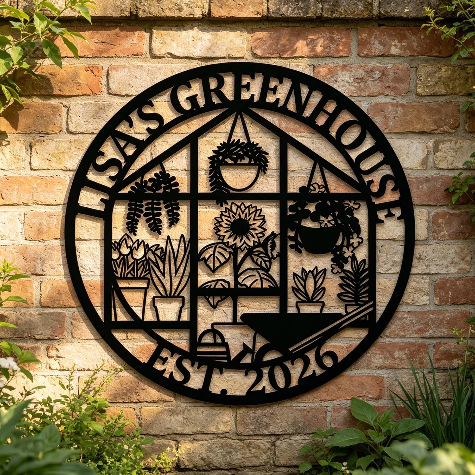 Personalized Greenhouse Metal Sign, Custom Garden Conservatory Decor