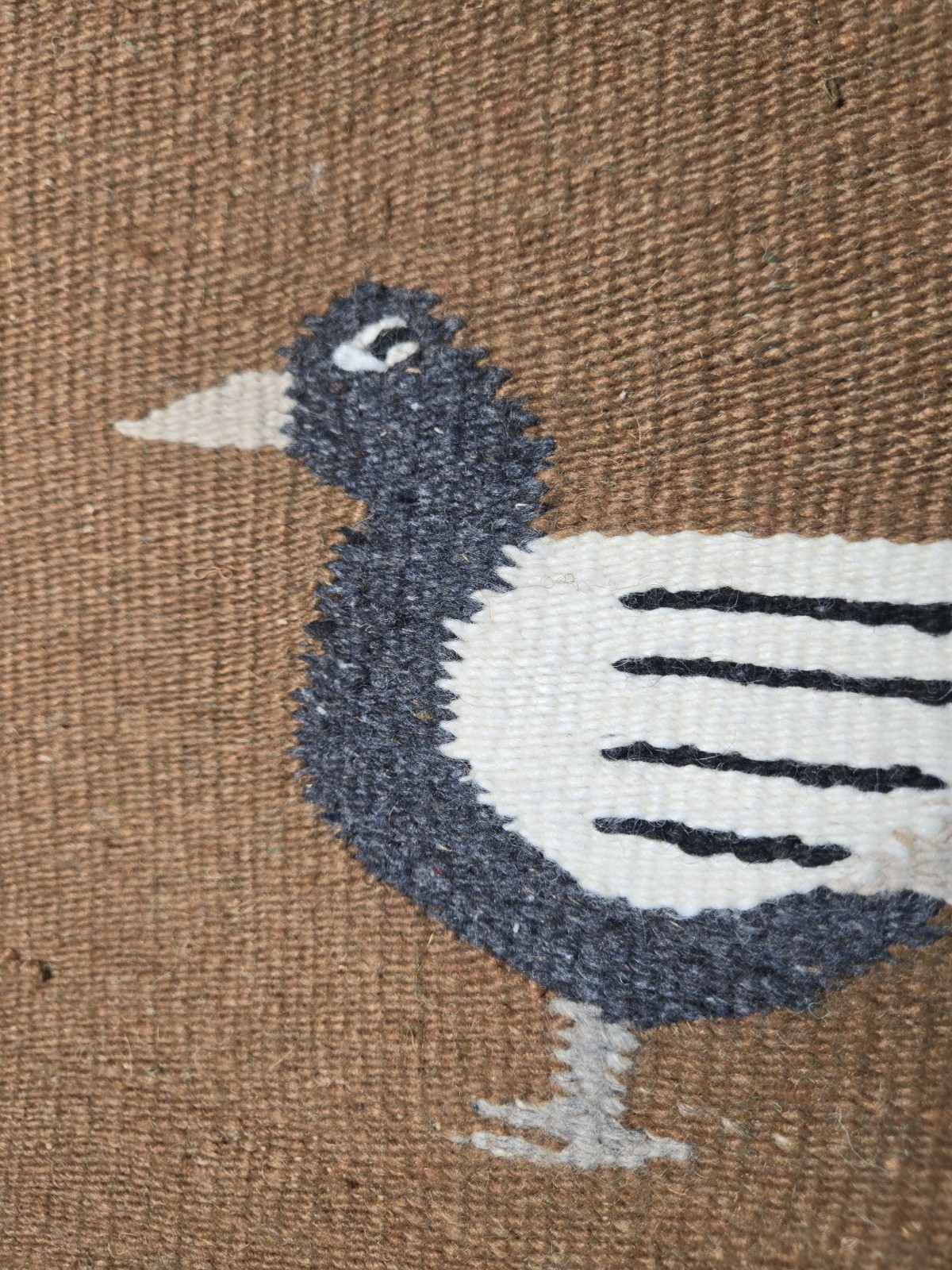 Vintage Woven Zapotec Small Accent Rug Mat Bird Fringed Southwestern Textile