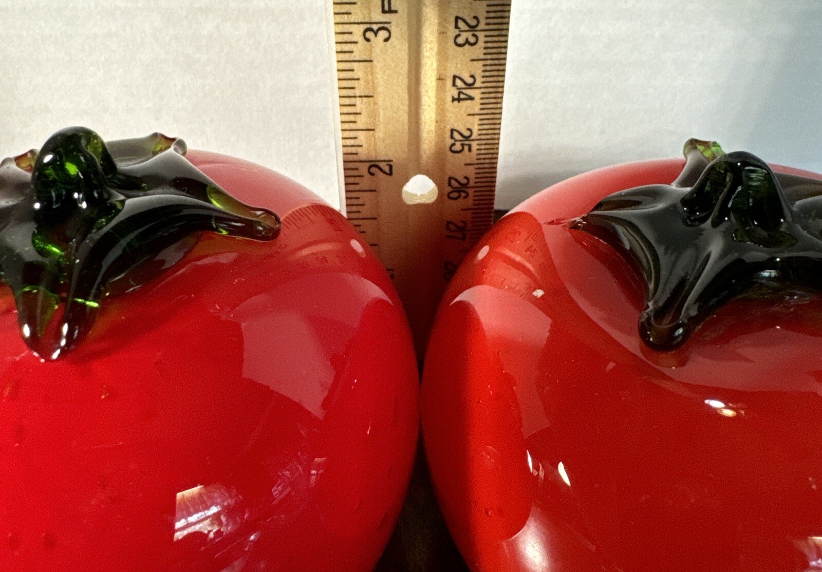 2 X VTG Murano Hand-Blown Tomatoes Fruit 3 Inch Each