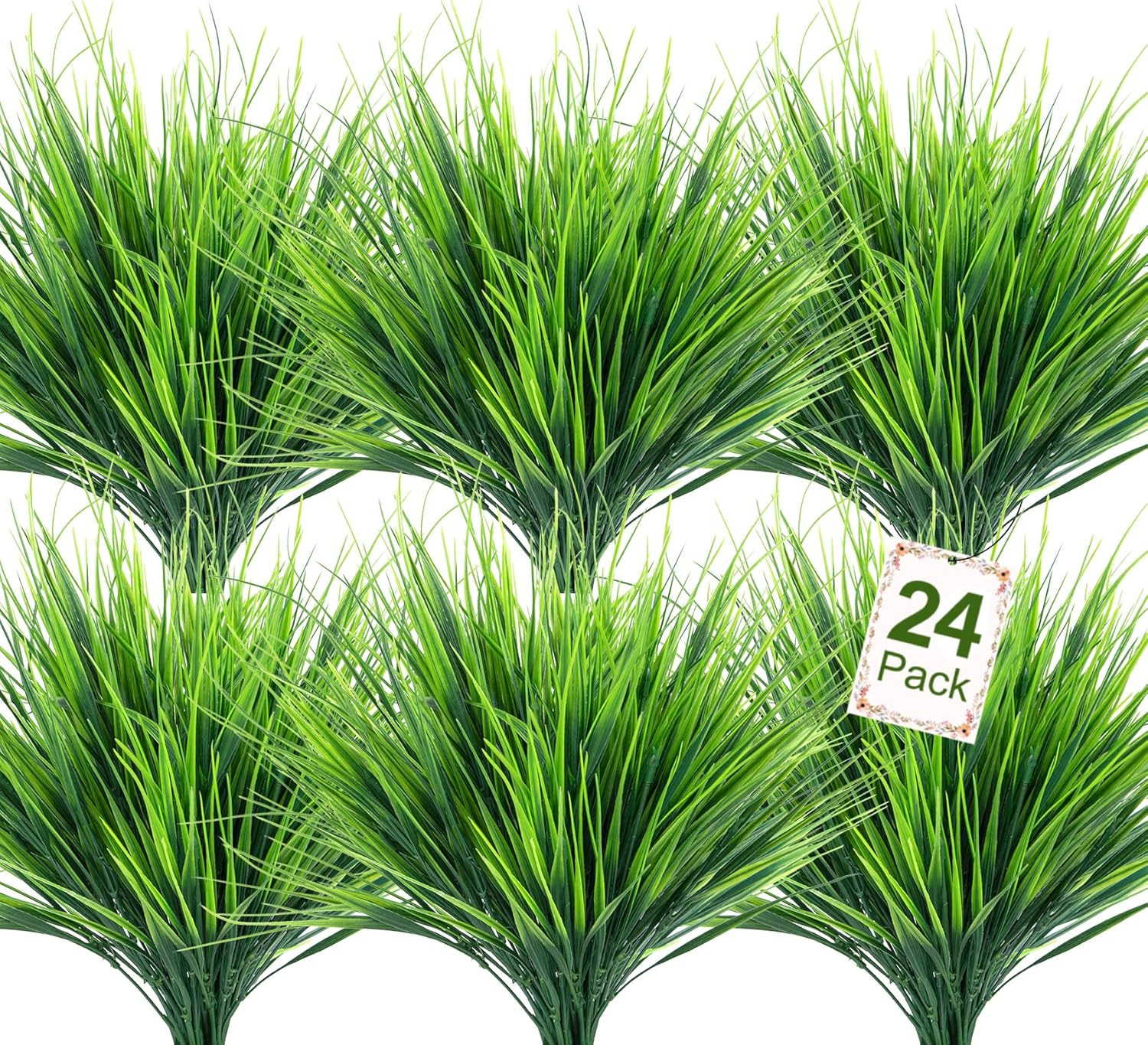 Ouddy Decor 24 Bundles Artificial Plants Outdoors Fake Wheat Grass Faux Greenery