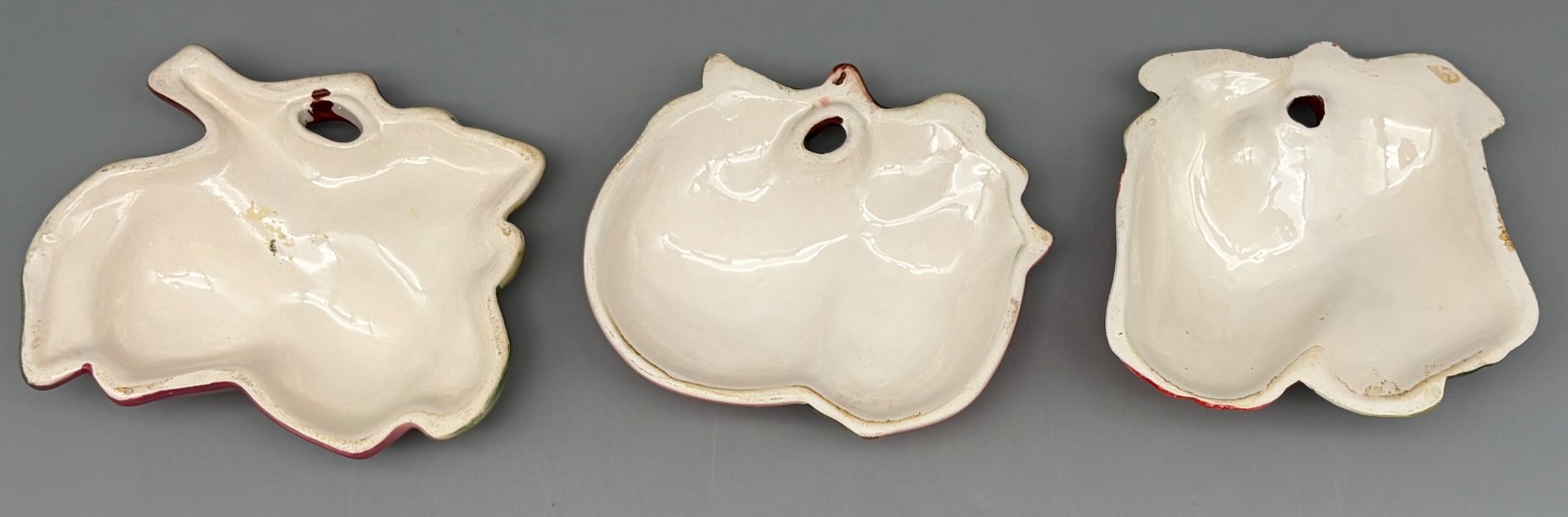 3 VTG Ceramic Glazed Fruit Vegetable 3D Kitchen Decor Wall Hanging Plaques MCM