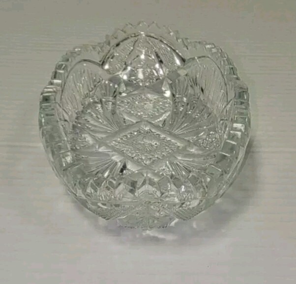 Antique Sawtooth Imperial Nucut Glass Candy Snack Condiment Dish Vintage