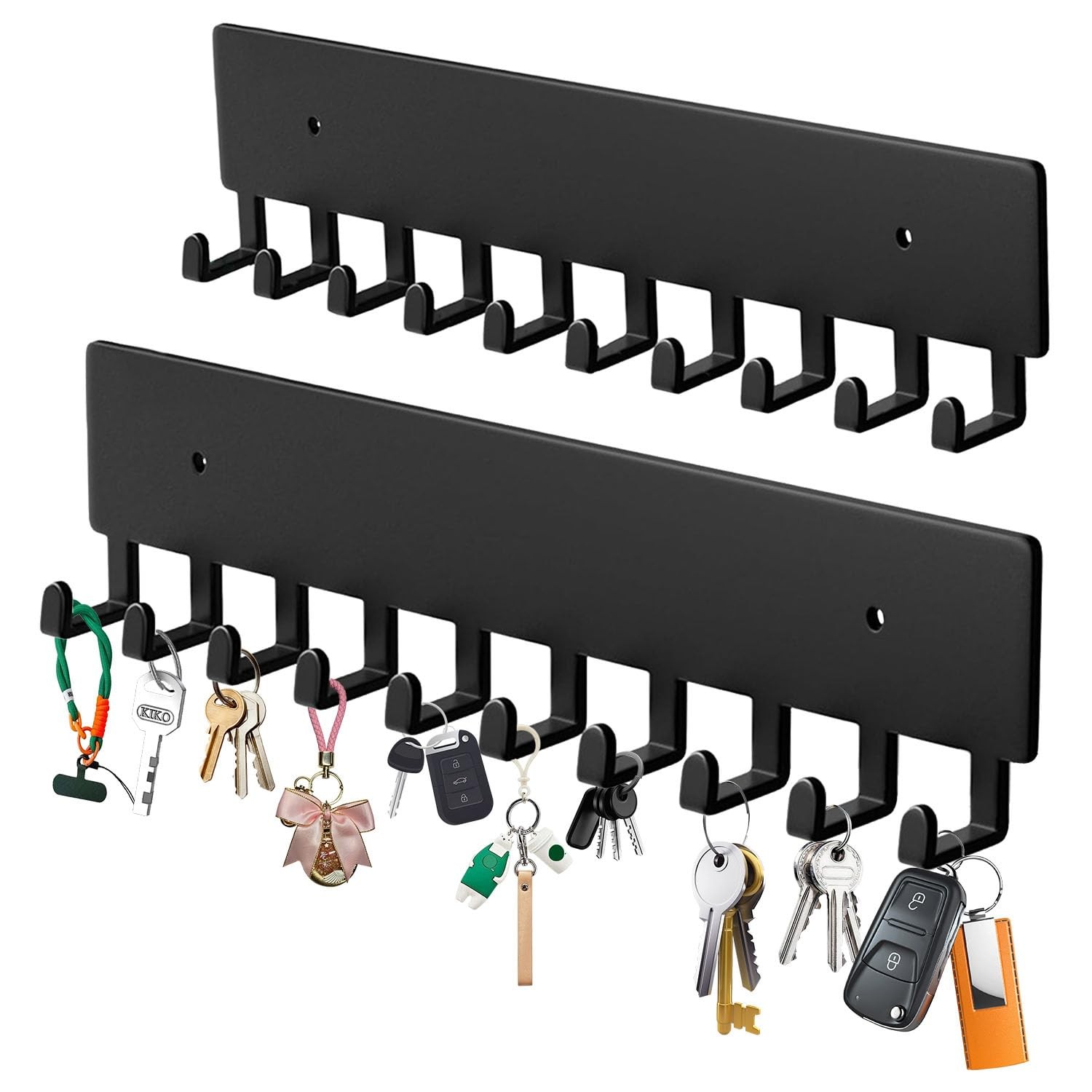Hoomast Key Holder Wall Mount with 10 Hooks – Key Rack Organizer for Entryway…