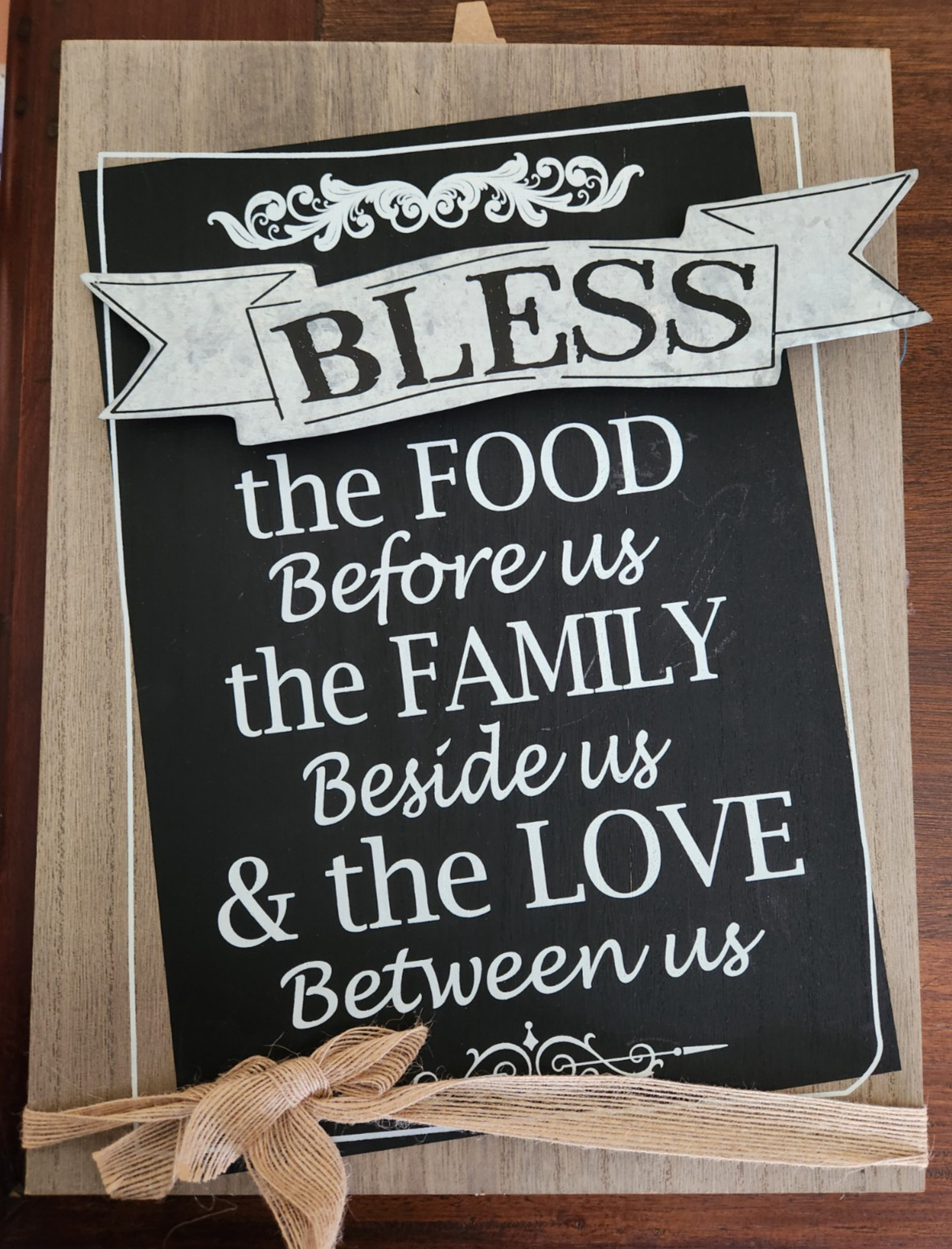 Wooden Sign “Bless the Food Before Us The Family Beside Us…”