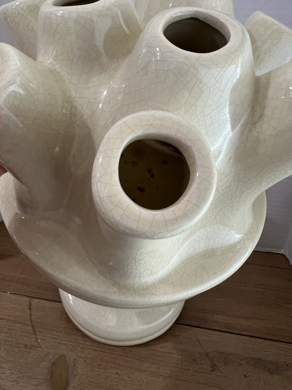 Uttermost Tulip Vase Large Modern Contemporary Ceramic Flower Vase Cream Color