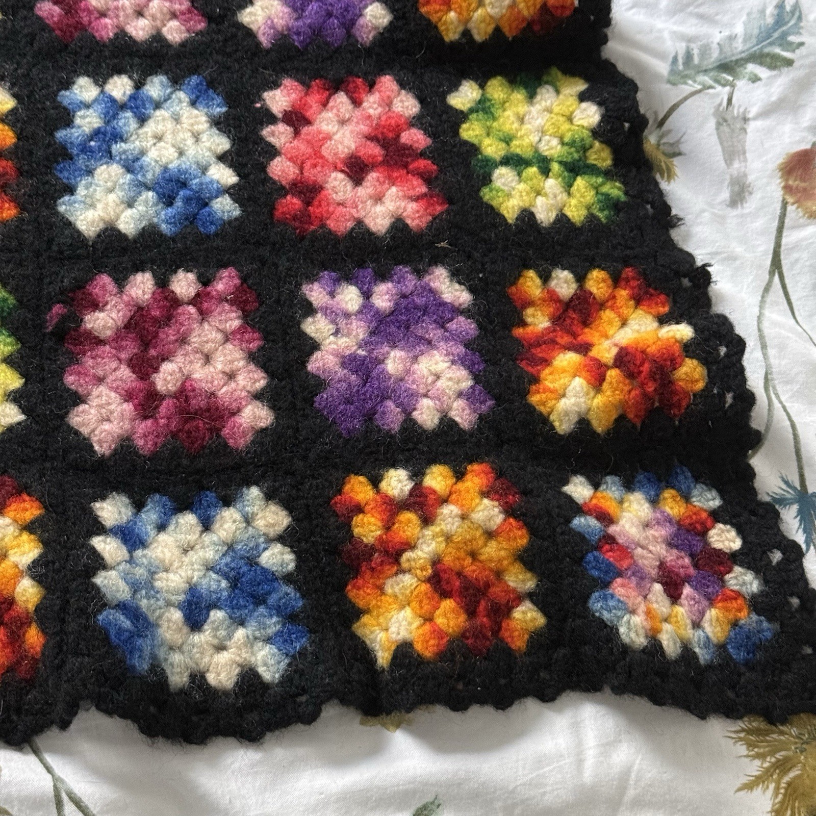 Vintage Granny Square Crochet Knit Afghan Throw Blanket Multicolor 62”x 39”