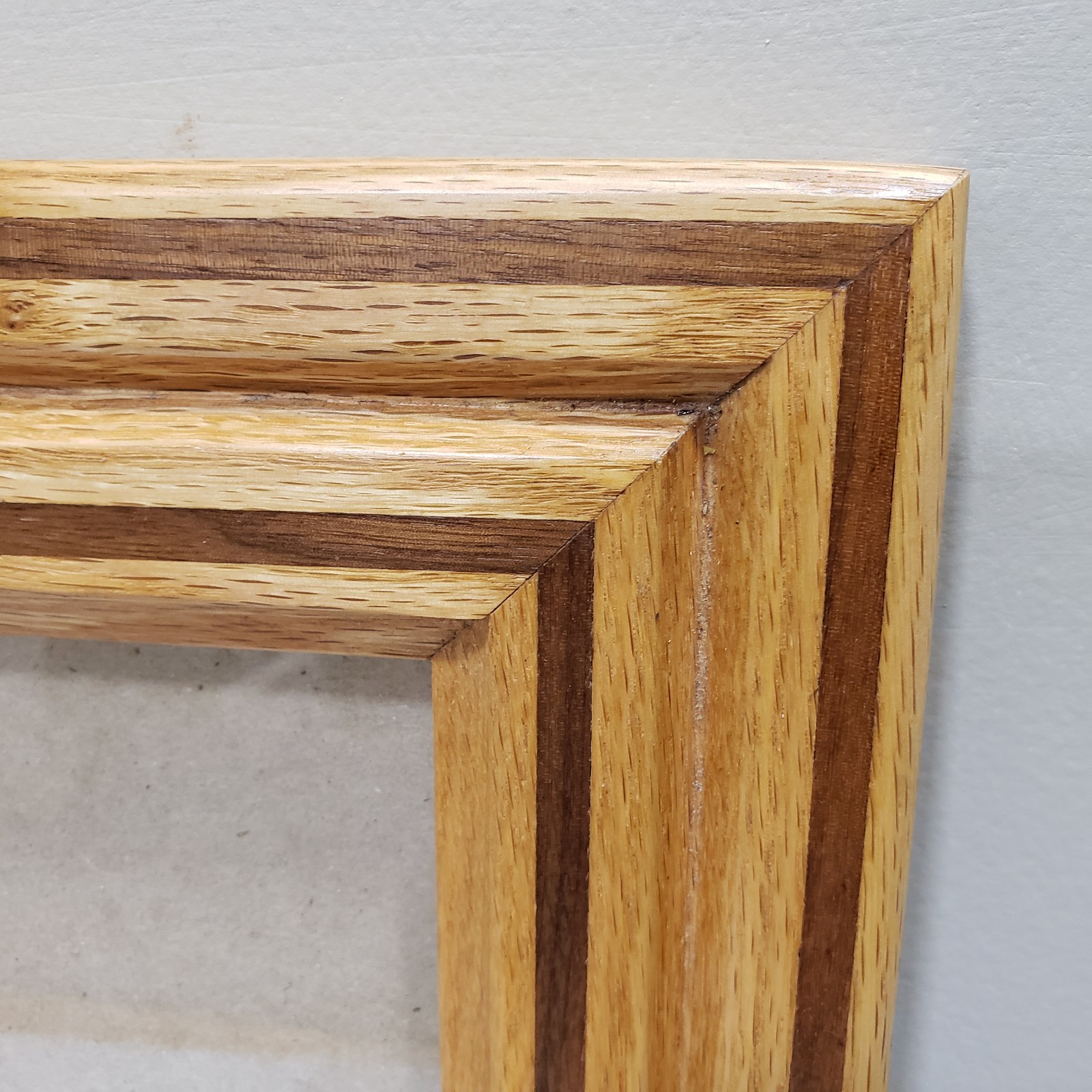 Two Tone Oak Picture Frame 8.5×11 Striped Wood Inlay Stepped Rustic Wall Decor