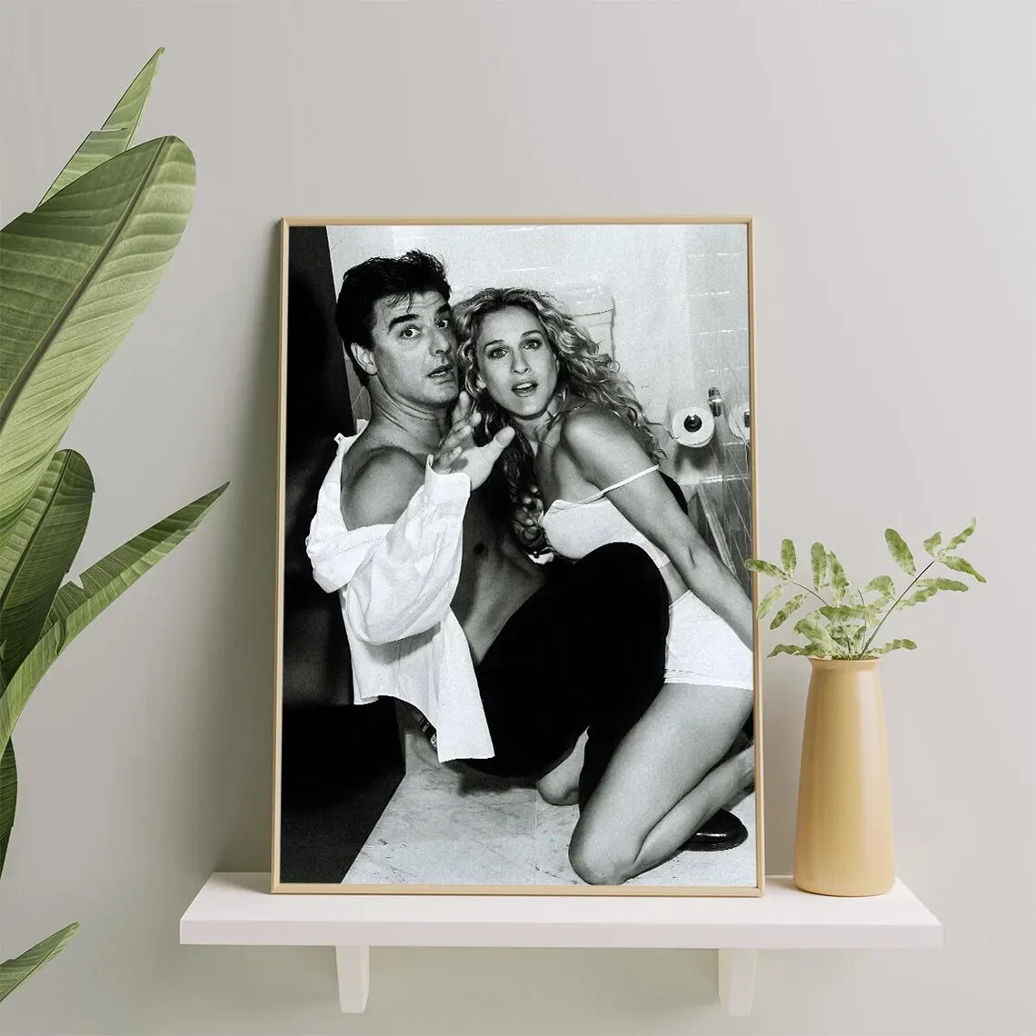 Carrie and Mr Big Poster, Classic Romance Photo Print, Monochrome Decor