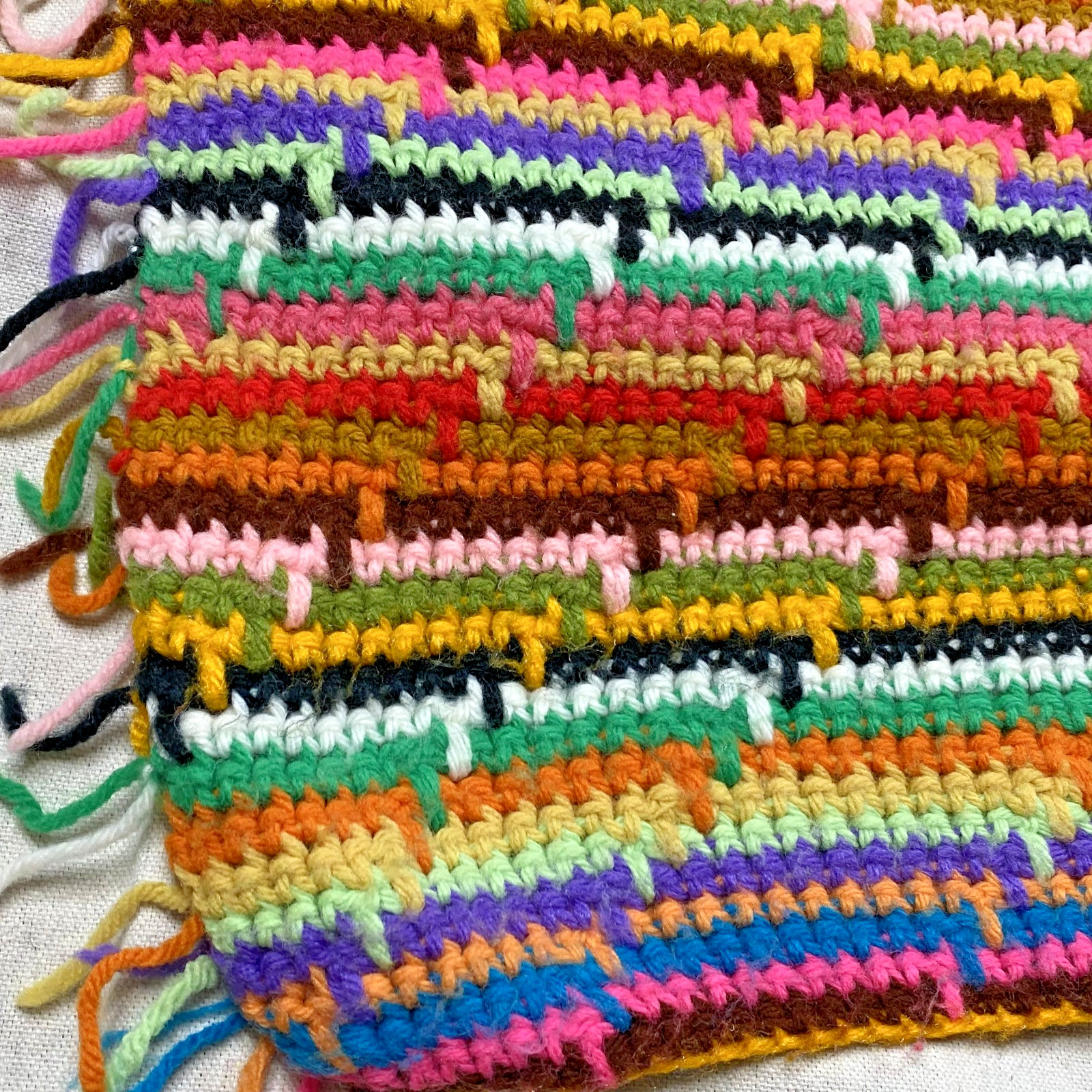 Handmade Crochet Apache Tear Afghan Blanket 78×50 In Pattern Multicolor Handmade