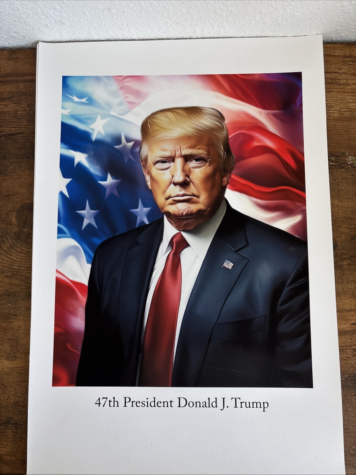 Donald Trump Patriotic Art Print 19×13 USA Flag Textured Canvas Paper