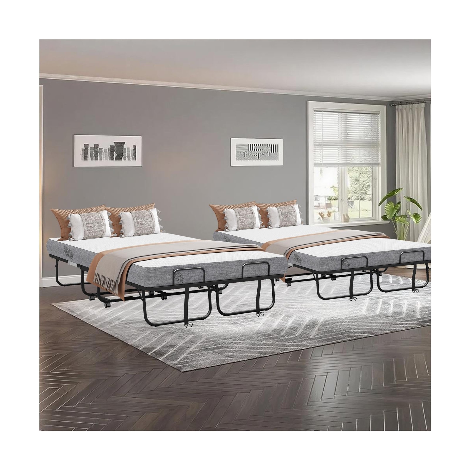 Folding Bed with Mattress 75 x 54 Full Size for Adults Rollaway Bed Fold Up F…