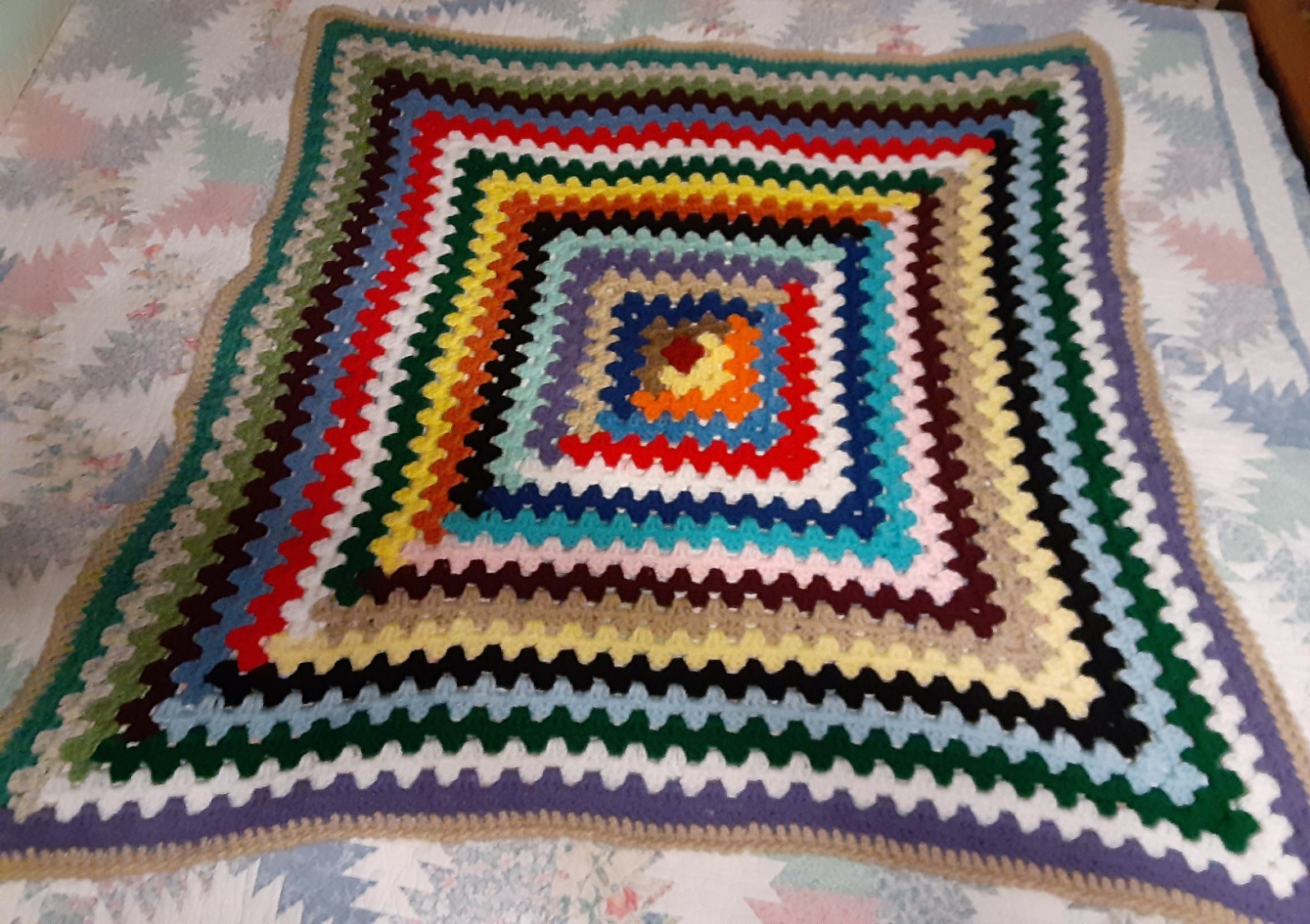 Crazy Granny Square Afghan approx. 40″ square