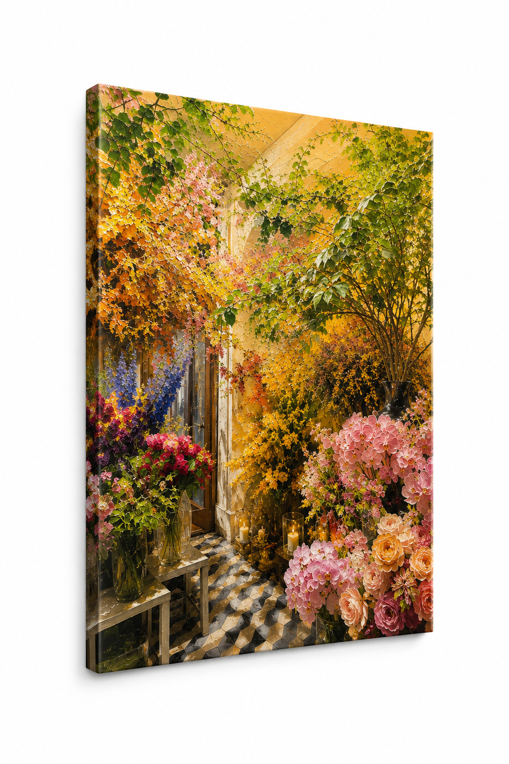 Wallvibe 16×24 Inch Vintage Flower Shop Canvas Wall Art, Painterly Floral Market