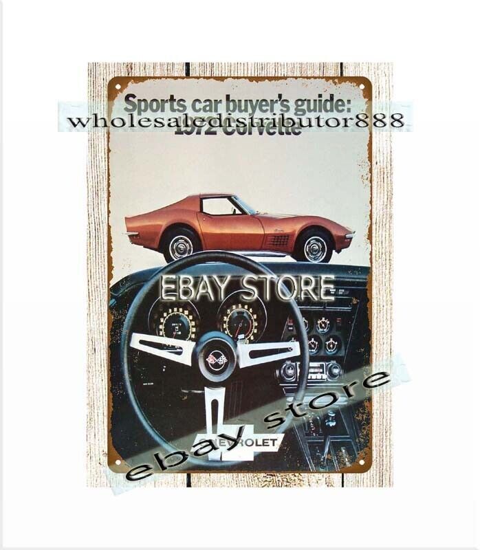 outdoor home 1972 autos automobile car auto autos Sting Ray metal tin sign