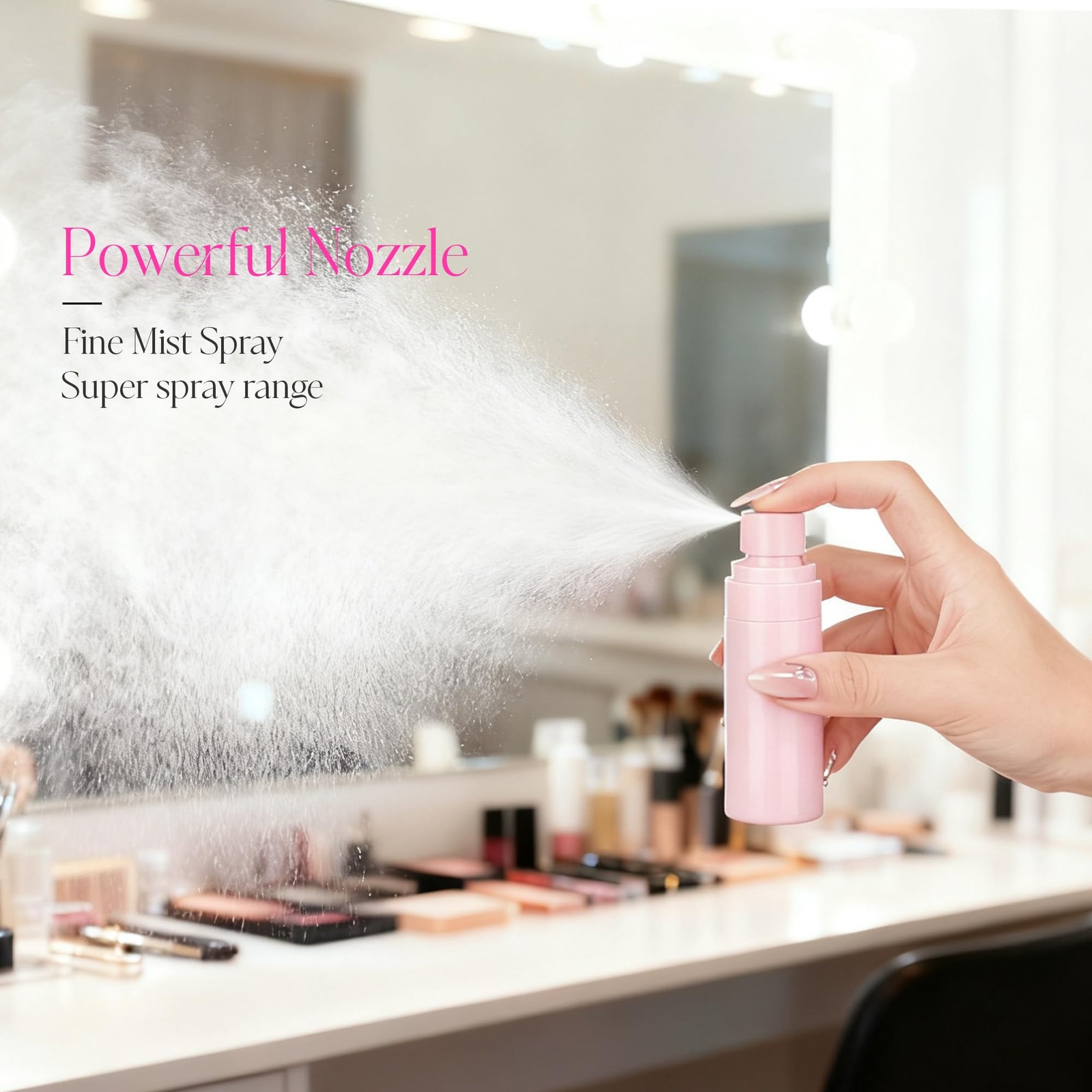 ZEJIA Small Spray Bottle, 2OZ Travel Mini Plastic 60ML, Pink