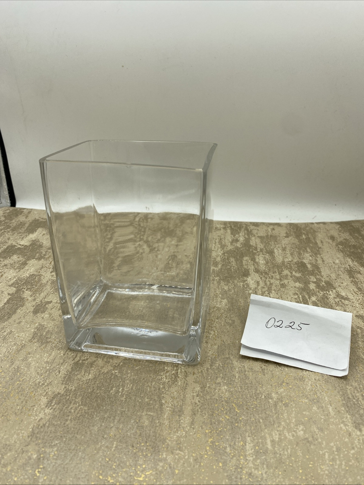 Modern Contemporary Rectangular Clear Glass Open Floral Vase 3.75”X 3”X 5.5” T
