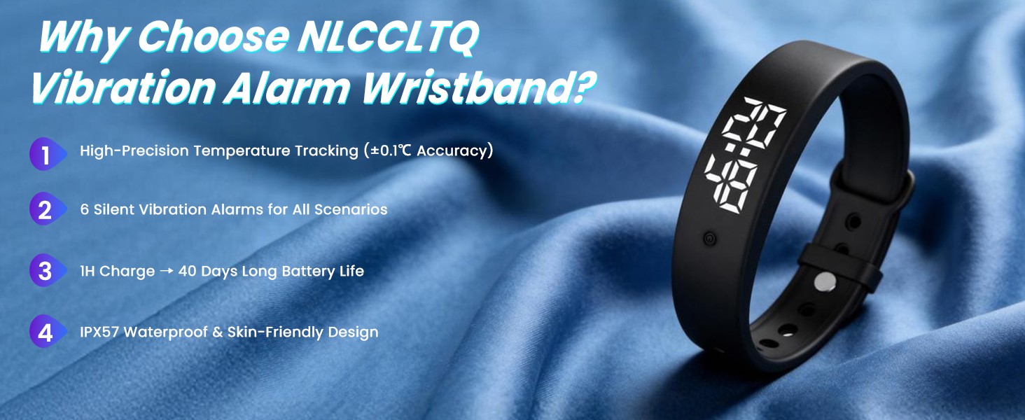 Vibrating Alarm Wristband Heavy Sleepers Adults Wrist Band Shock Clock Watch