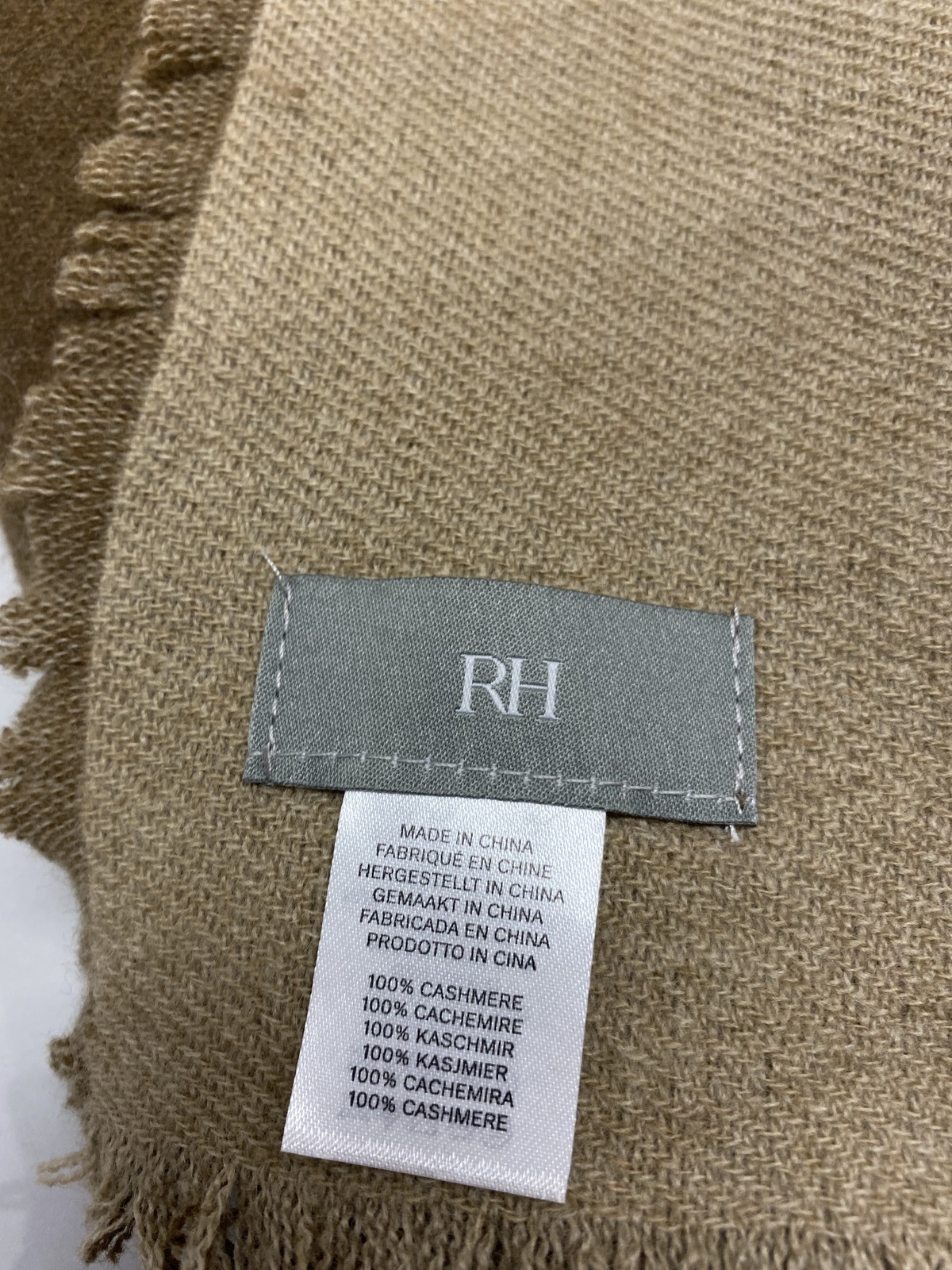 Restoration Hardware 50×70 in Cashmere Two-Tone Throw Wheat/Burnt Caramel