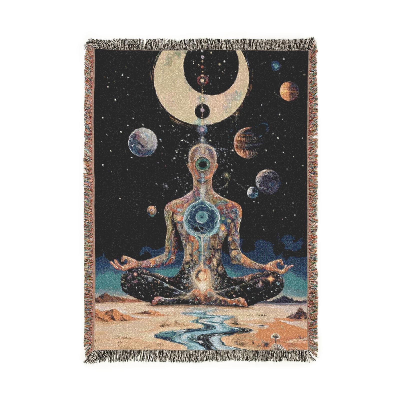 harmonious chakras woven tapestry blanket (52by37)