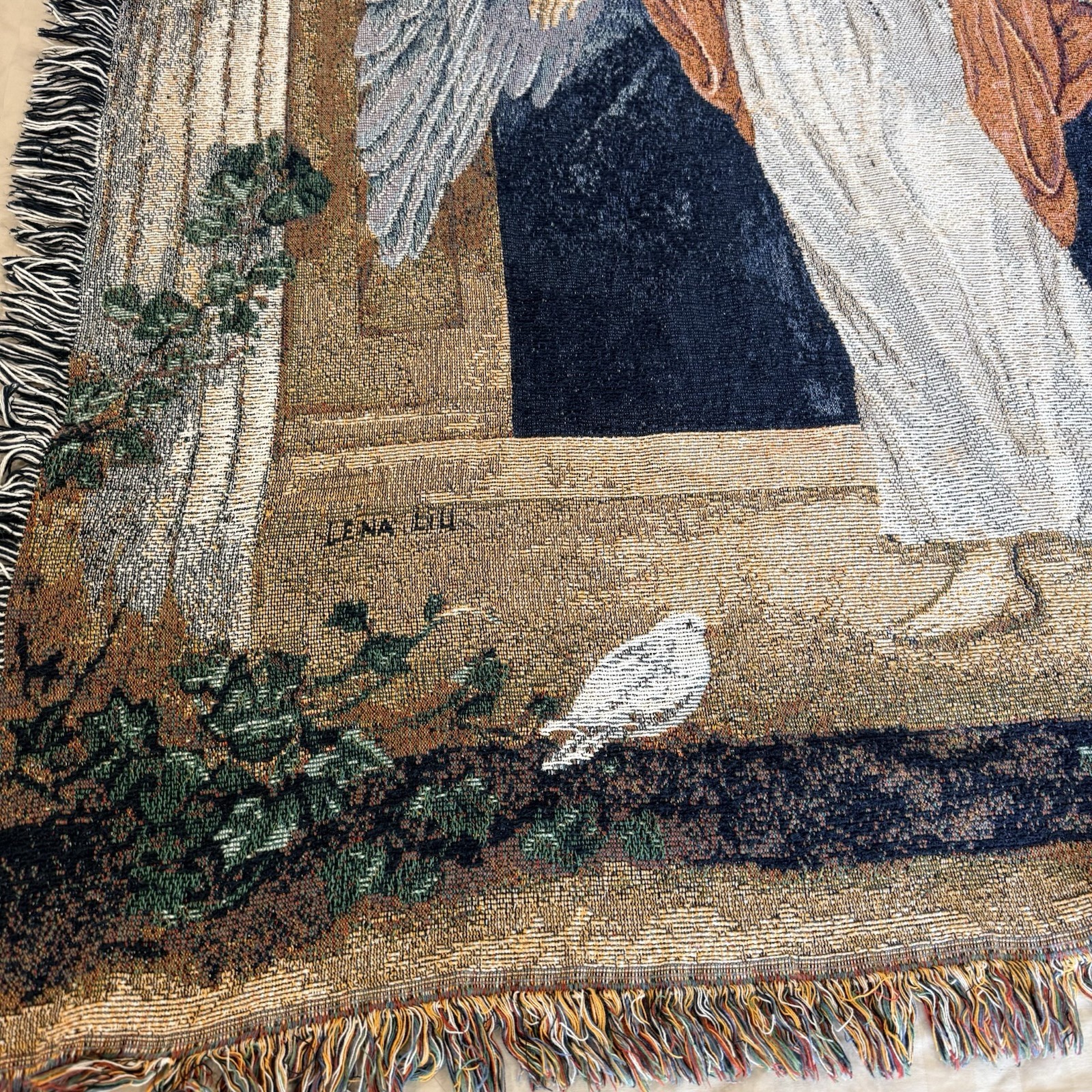 Lena Liu Guardian Angel Christmas Woven Throw Blanket Tapestry 51 X 68