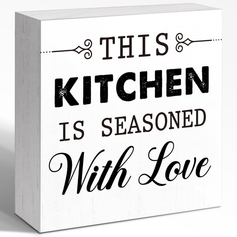 Warm Kitchen Wall & Counter Freestanding Wood Box Sign Farmhouse Plaque Gift