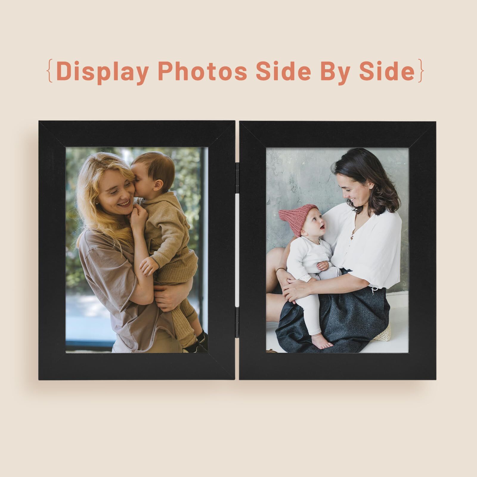 5×7 Double Picture Frame Vertical Hinged Photo Frame 2 Opening Folding Family