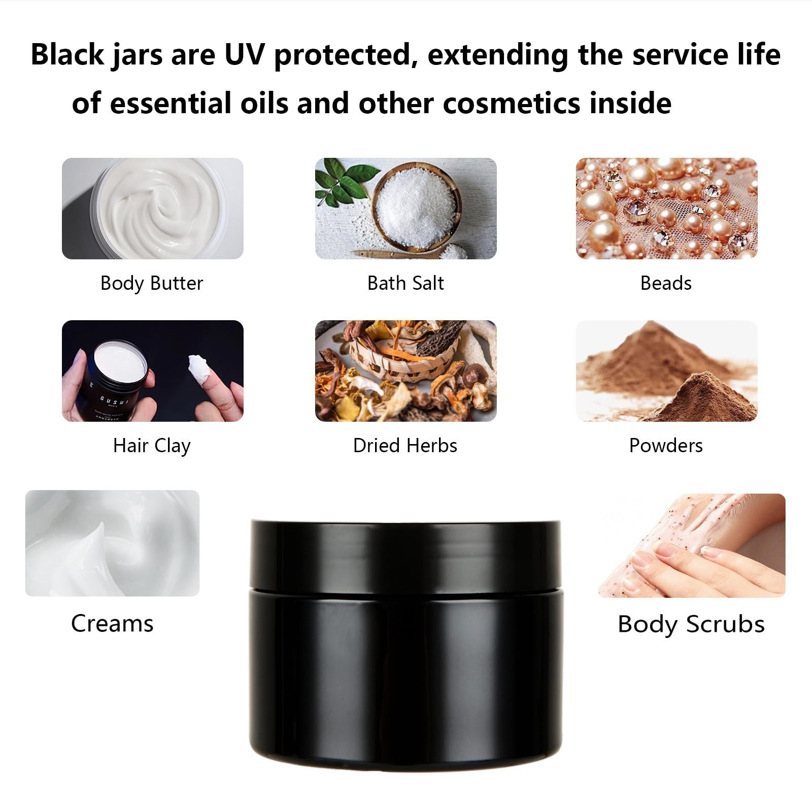 Acrux7 40 Pack 4 Oz Black Plastic Jars Small Round Cosmetic Cream Jars Lids