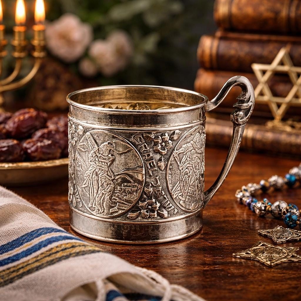 Jerusalem Silver Cup Vintage Souvenir Silver Plated Holy Land Judaica