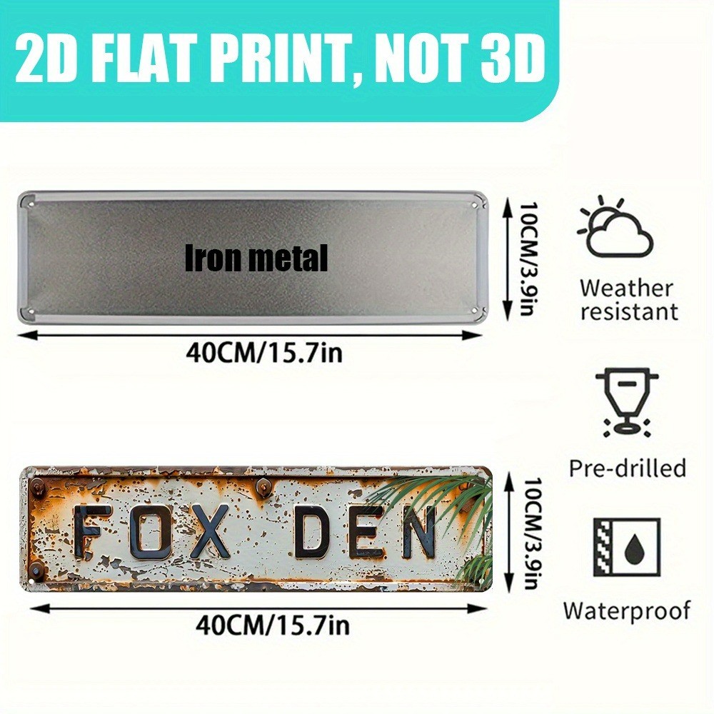 Vintage Fox Den Sign Metal Signs Farmhouse Tin Sign 4×16 Art Wall Hanging Plaque