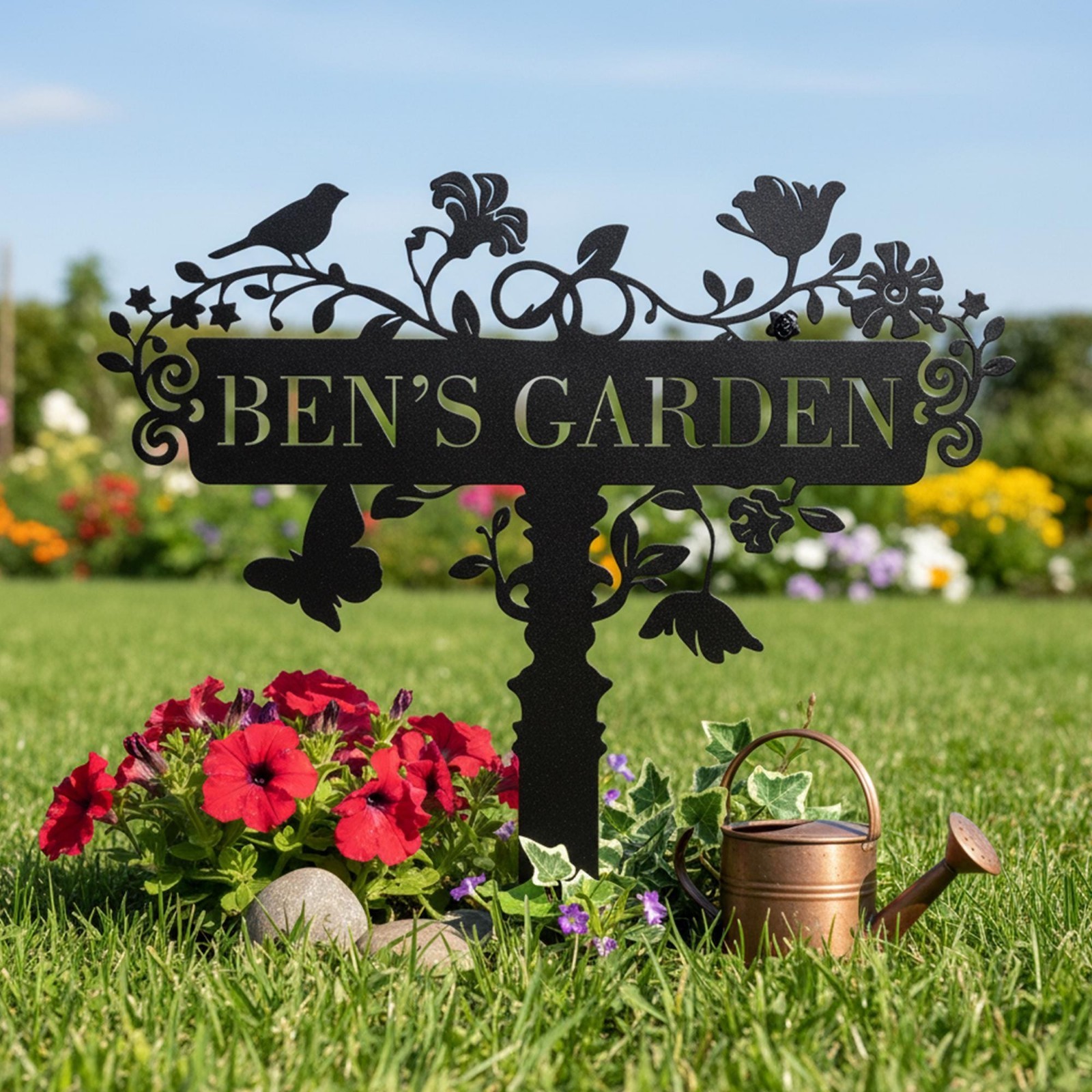Garden Metal Stake Personalized Custom Flower Name Sign Gift
