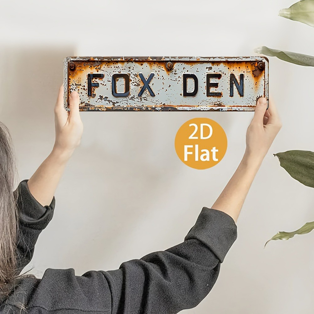 Vintage Fox Den Sign Metal Signs Farmhouse Tin Sign 4×16 Art Wall Hanging Plaque