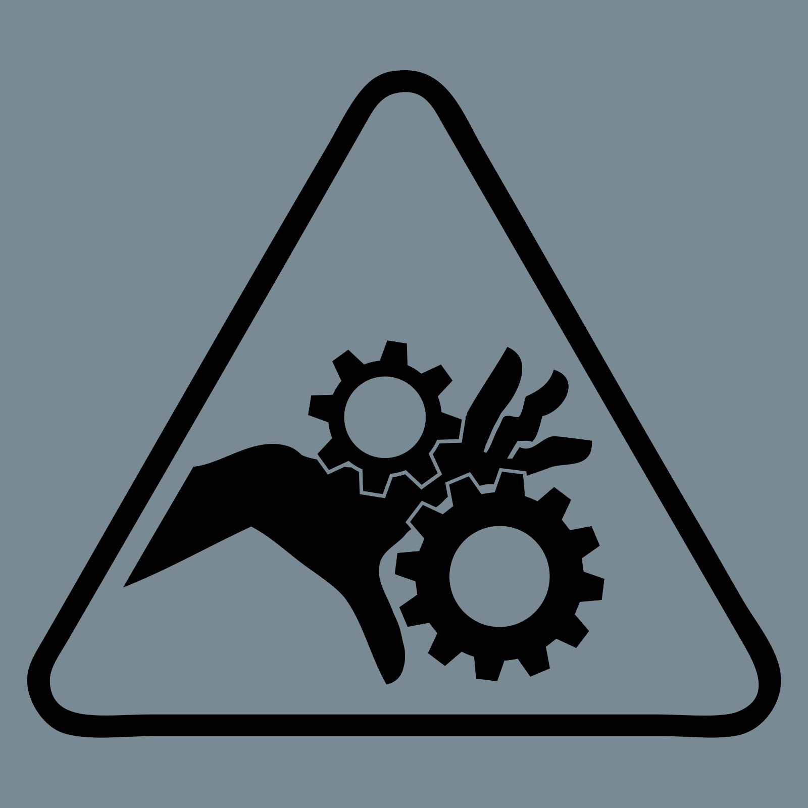 Vinyl Sticker – Crushing Gears Symbol (ANSI Warning, Hazard Symbol)