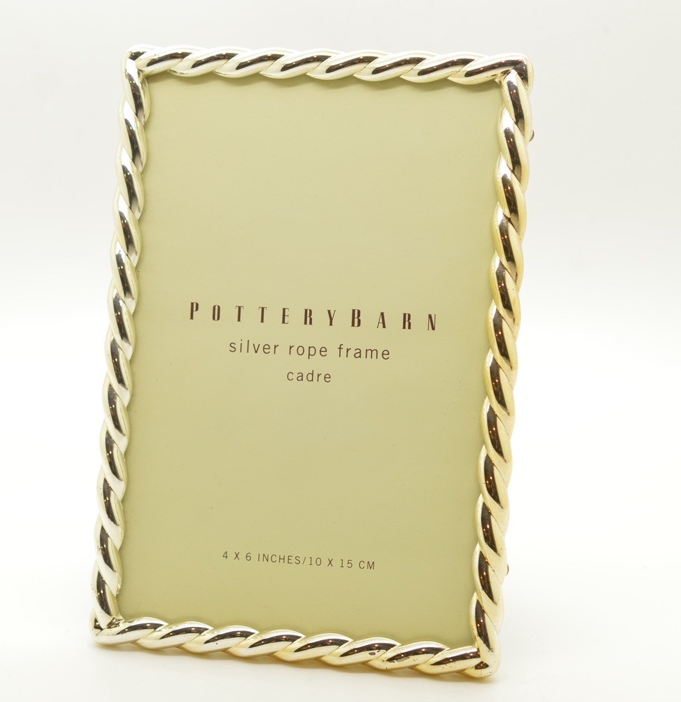 Pottery Barn Silver Rope Metal Photo Frame 4×6 Cadre New