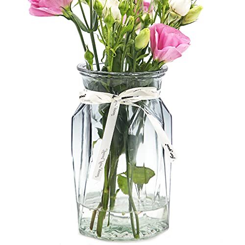 Glass Vase Geometric Faceted Design Flower Vase for Weddings Events Decoratin…