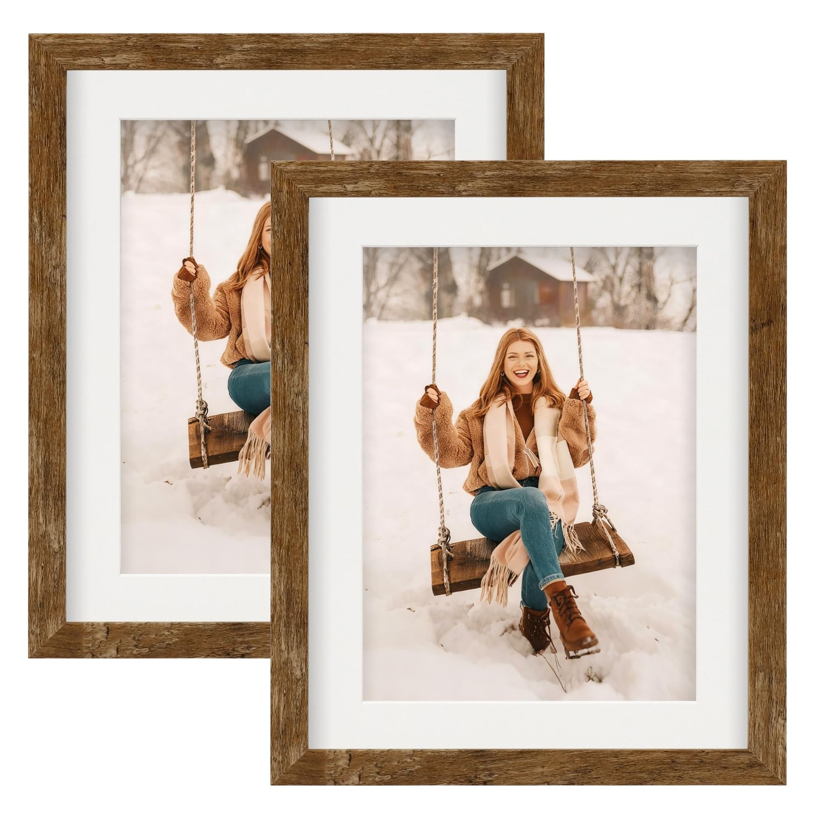 TOFOREVO Picture Frames 8×10 Set of 2 Rustic Wood Grain Photo Frame for Galle…