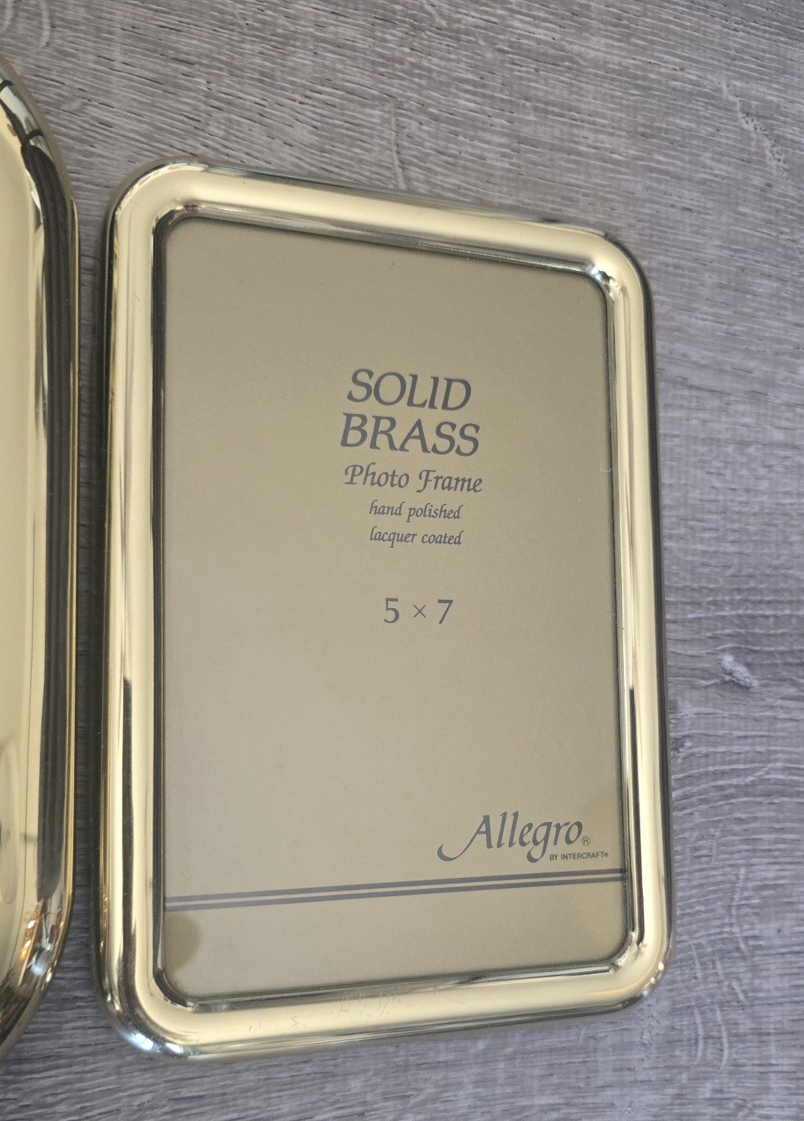 2- Solid Brass Photo Picture Frame Gold 5×7 Burnes of Boston / Allegro Vintage