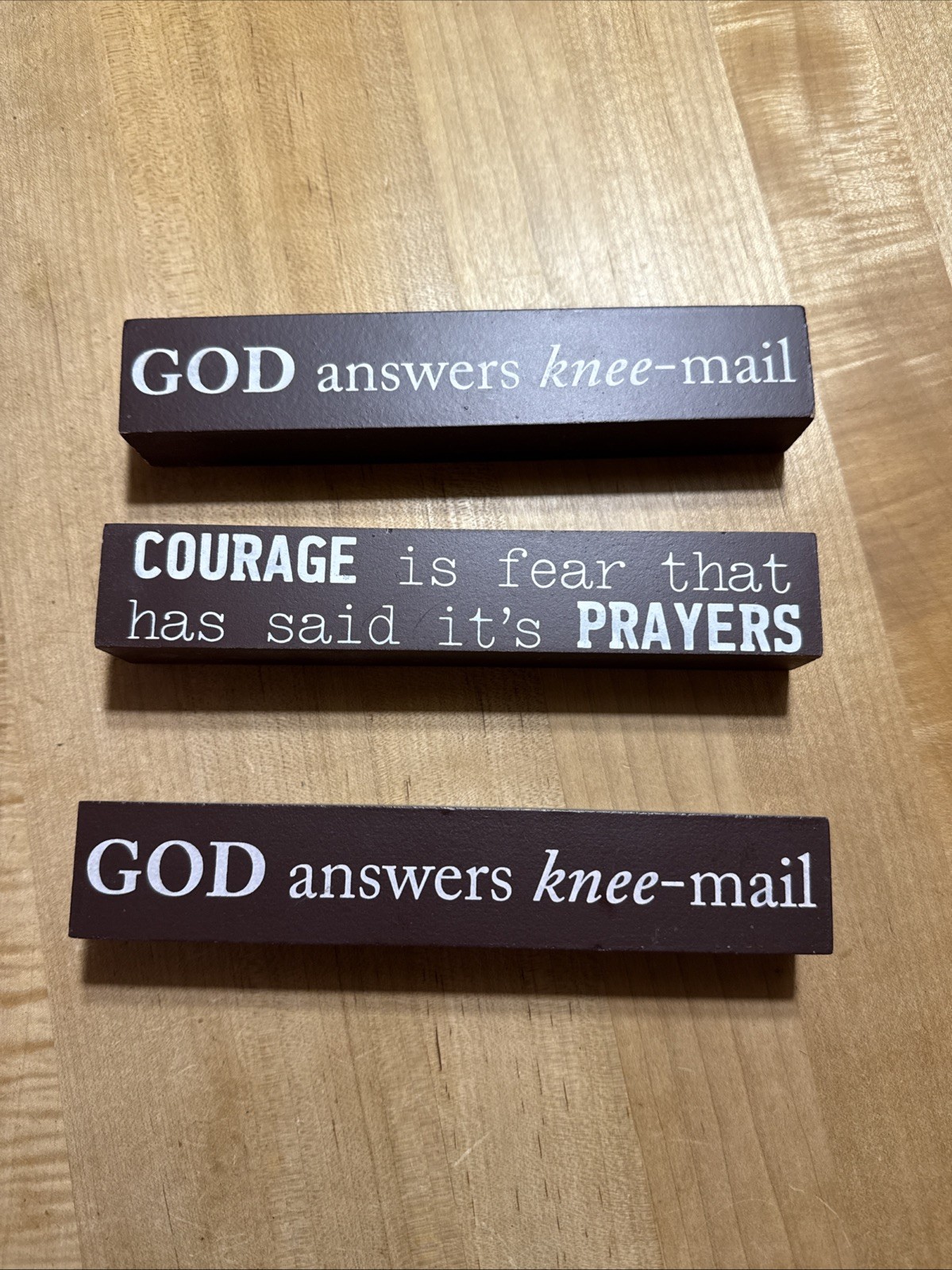 3 Decorative Wooden Blocks Signs 1.25x 7 in