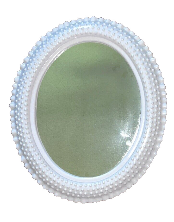 Vintage 18″ x 15″ Burwood Bright White Ruffled Edge Hobnail Mirror #2657 USA EUC