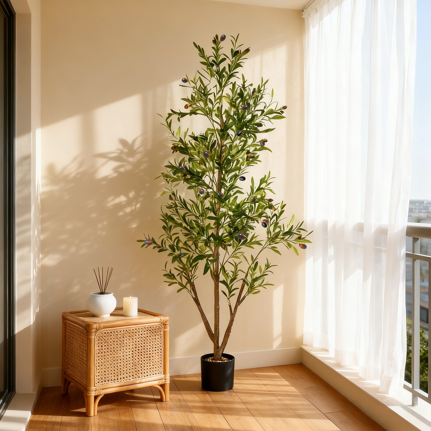 NOVAROOT 6FT Tall Olive Trees Artificial Indoor Faux Natural Wood Trunk Lifeli