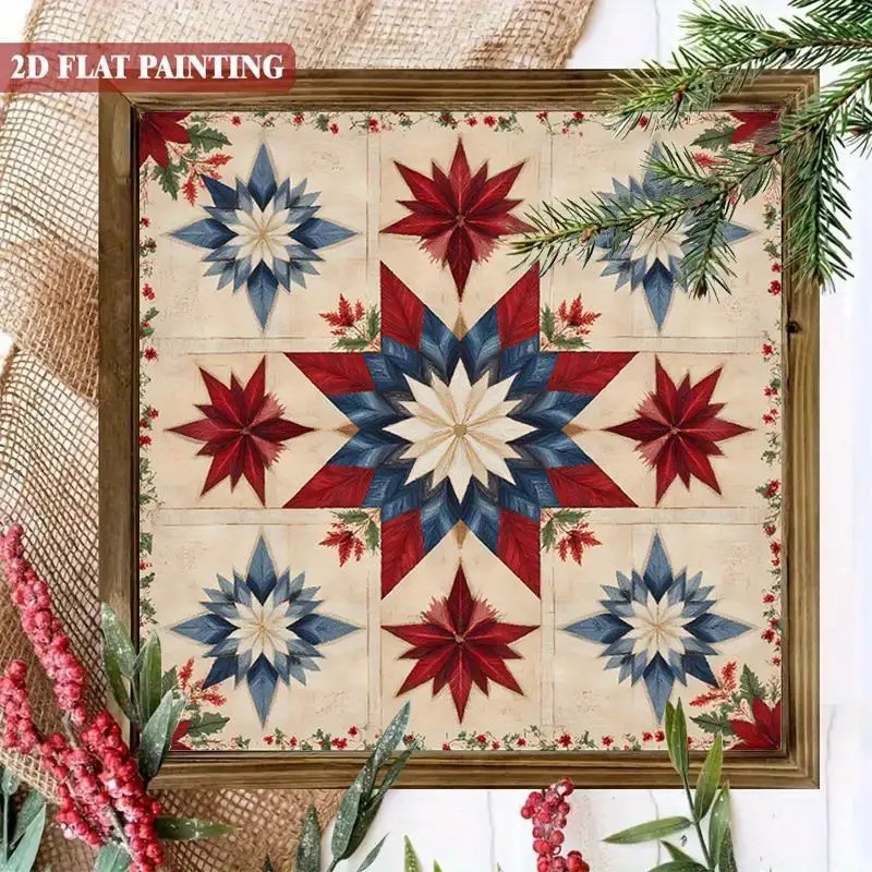 Vintage Star Quilt Wooden Plaque Farmhouse Patriotic American Home Decoration