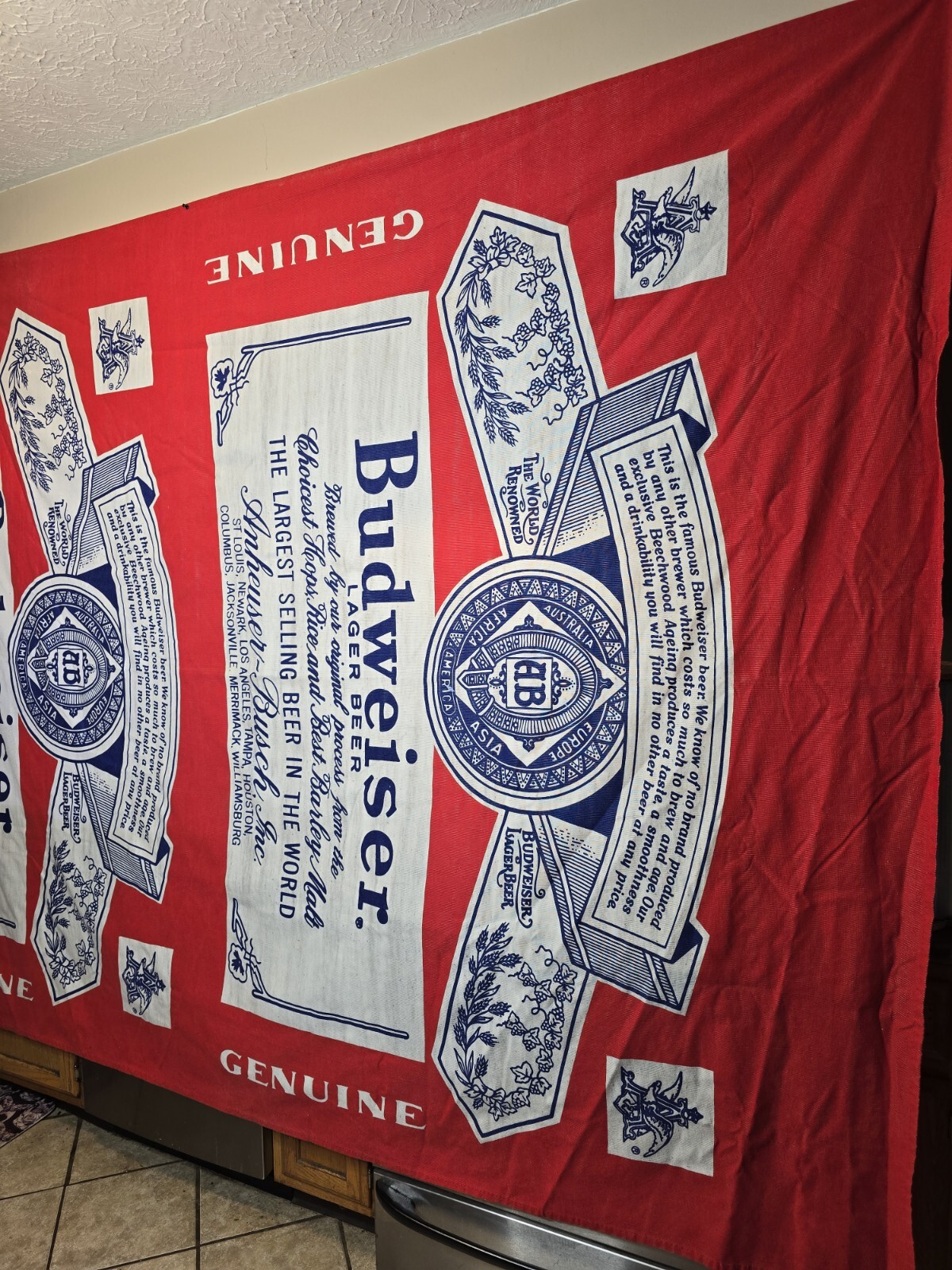 Rare Vintage Budweiser Wall Tapestry 102In x 78In (8.5FT x6.5FT) Huge Decor