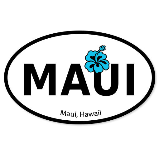 Maui Hawaii HI Travel Oval flag bumper sticker 5″ x 3″